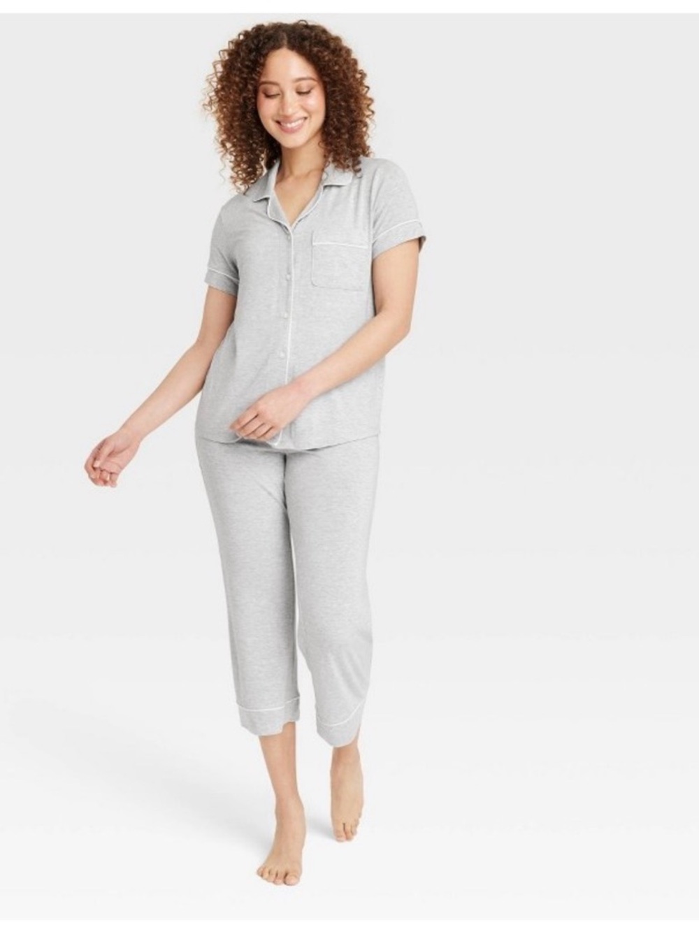 🆕 Auden • Women's Short-Sleeve Heather Gray Pajama Set